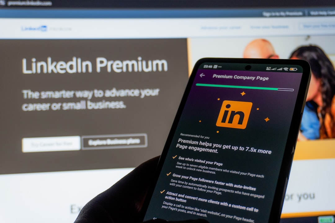 Smartphone displaying linkedin premium interface